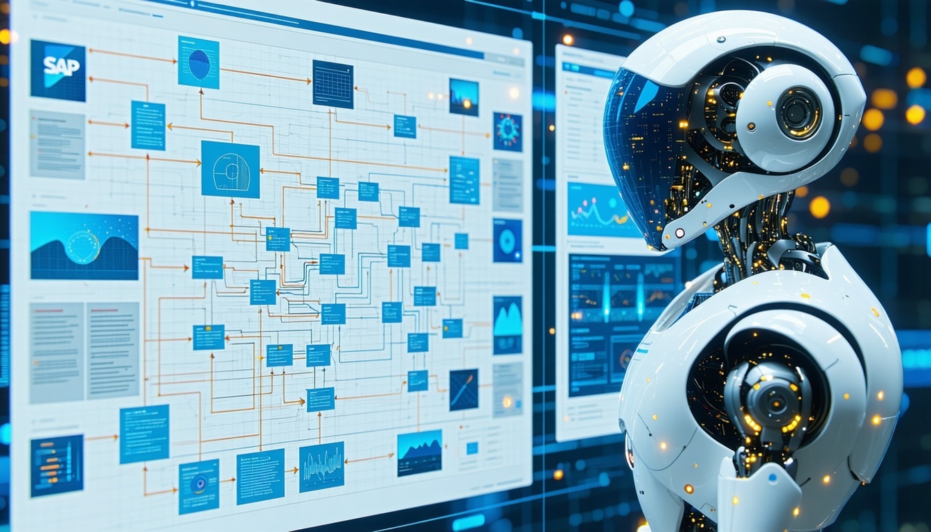 Automated workflow diagram showing integration of SAP and artificial intelligence